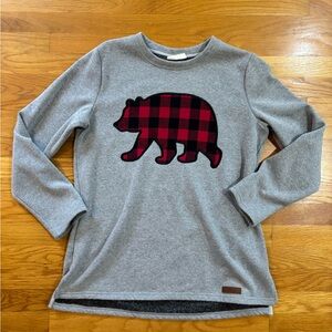 Marley Lilly Buffalo Plaid Bear Pullover - Medium